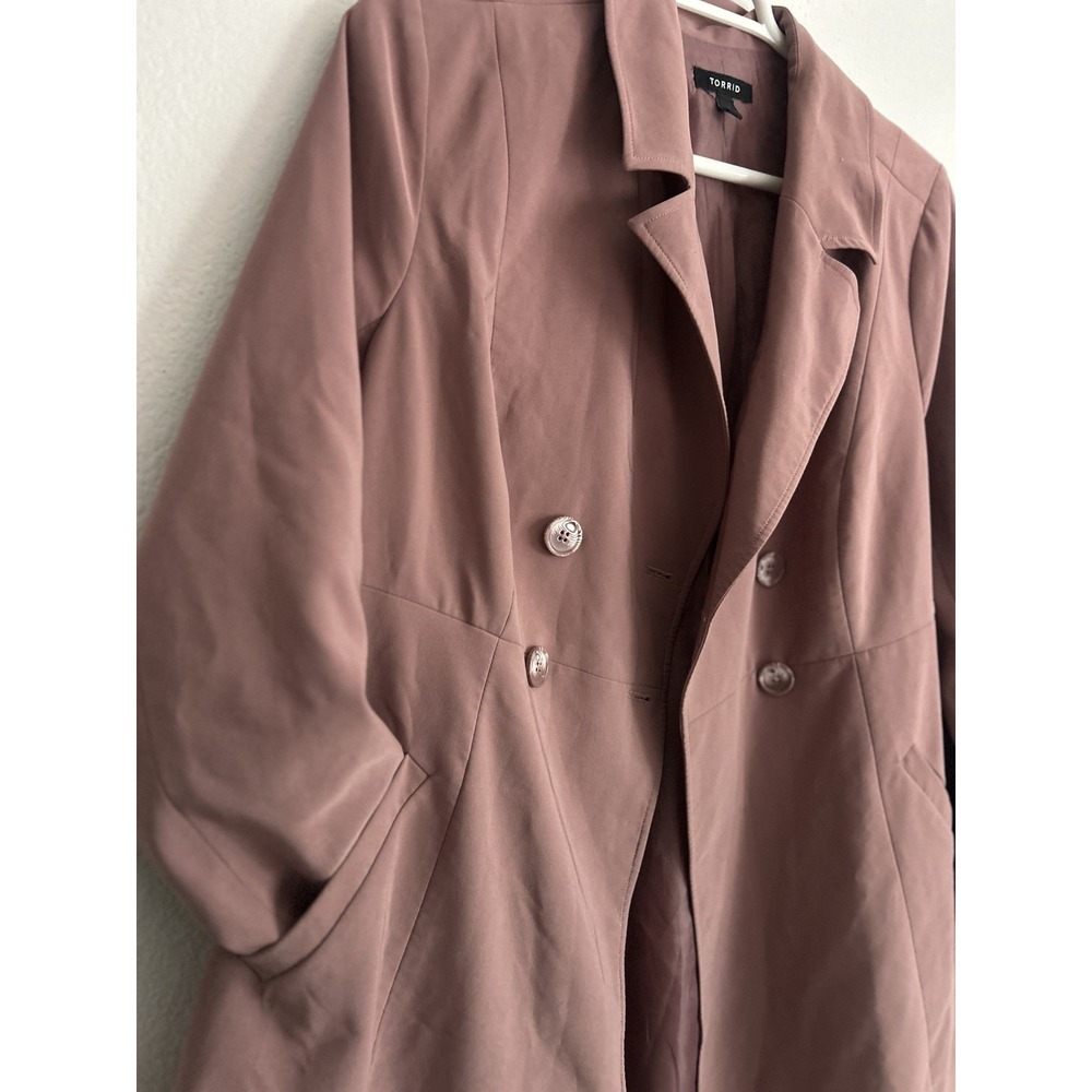 Torrid Twill A-Line Trench Coat Womens Size 1 Dusty Rose Pink - Picture 5 of 9